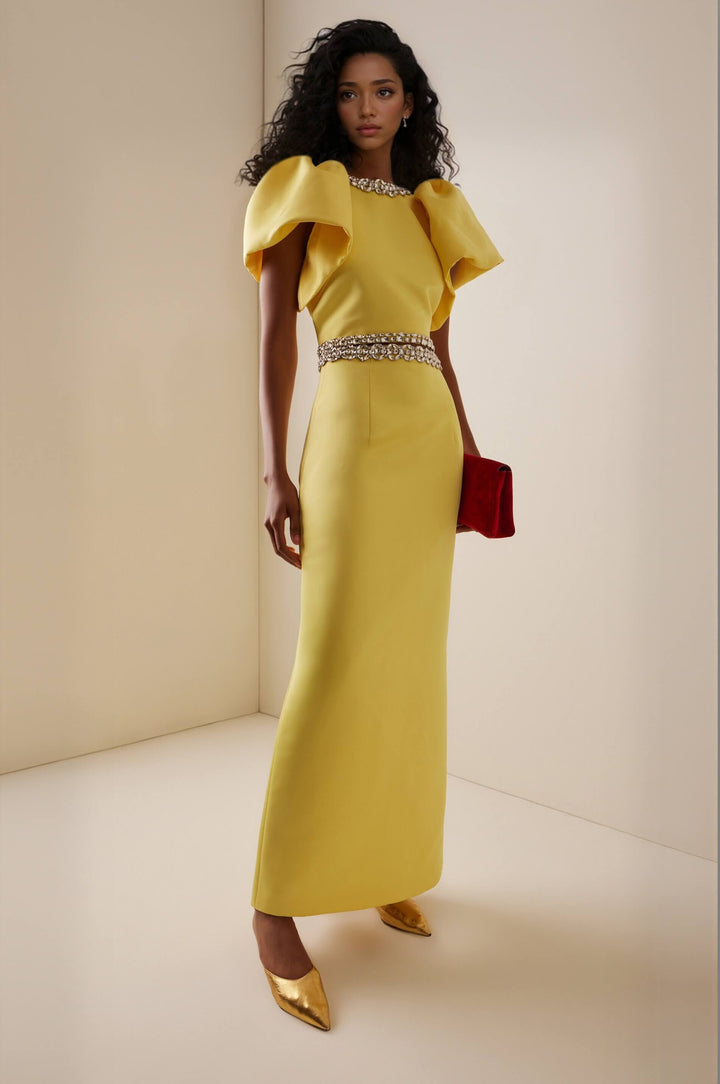 Beautiful Embellished Satin Maxi Skirt
