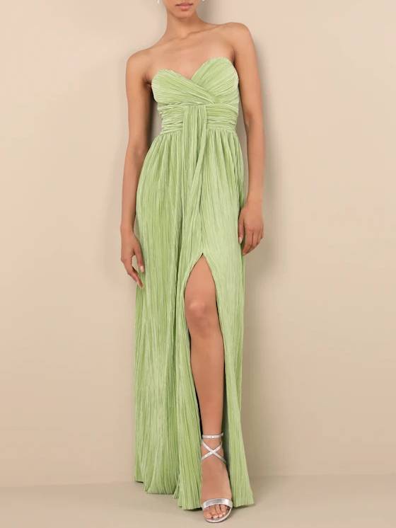 Tube Top Front Slit Dress