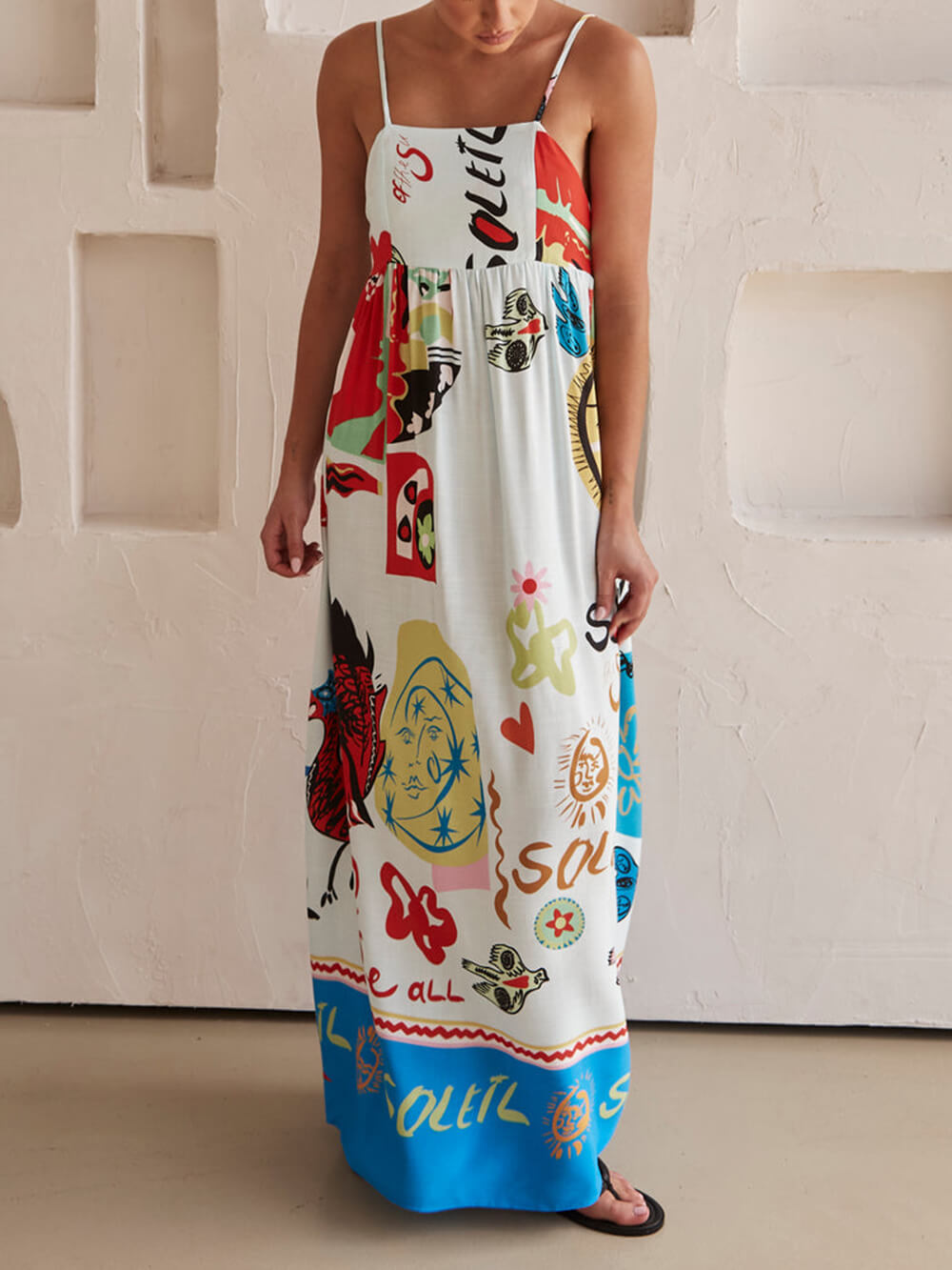 Refined Sensation Satin Unique Print Maxi Dress