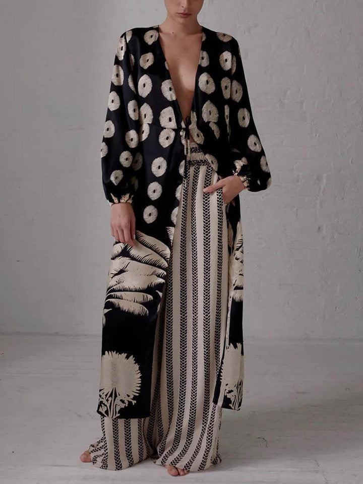 Μοναδικό Ethnic Print Oversized Cardigan Top