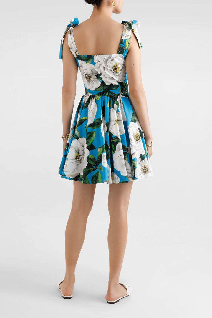Exquisite Floral Print Corset Mini Dress