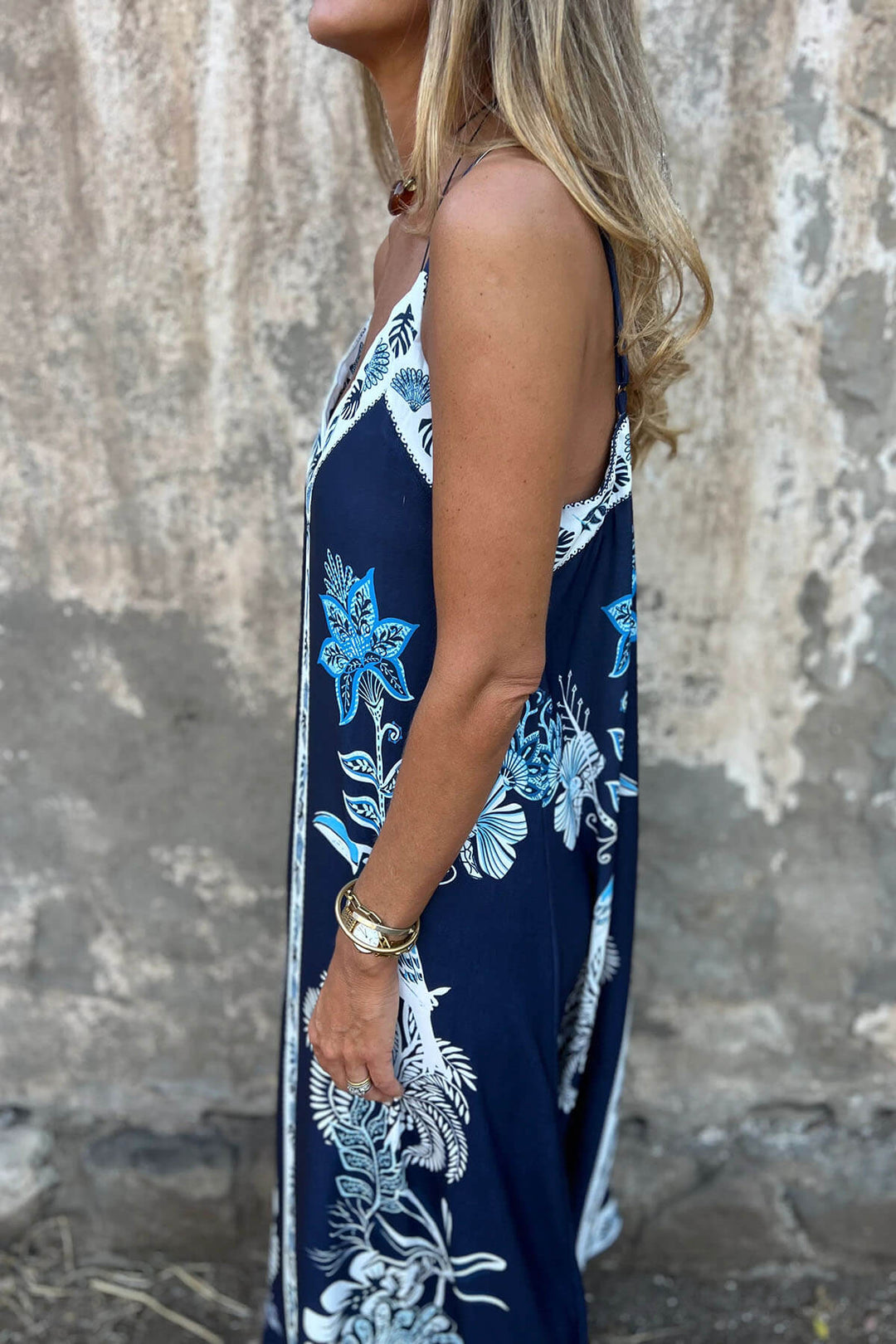 Unique Floral Print V-neck Casual Maxi Dress