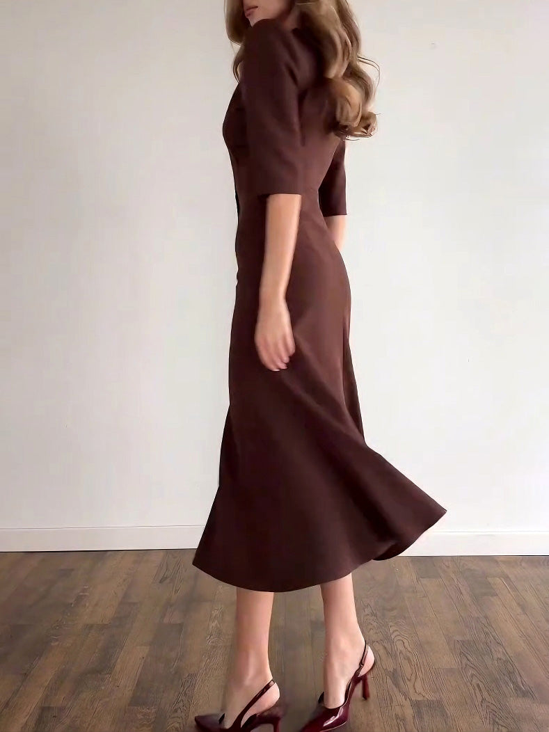 Elegant Single-Breasted Shirt Midi Dress