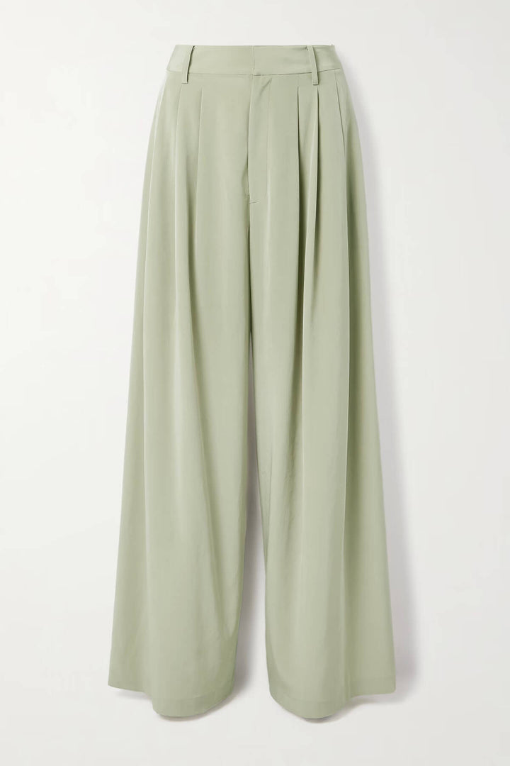 Fashion Asymmetric Crepe Blazer Pleated Pocket Wide-Leg Pants Set