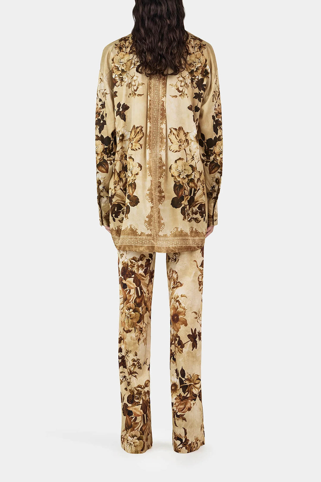 Unique Modern Floral Print High-Waisted Pocket Straight-Leg Pants