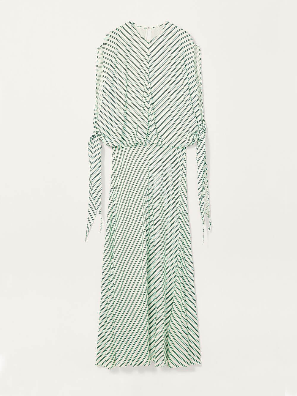 Elegant Striped Print Tie-Cuff Maxi Dress