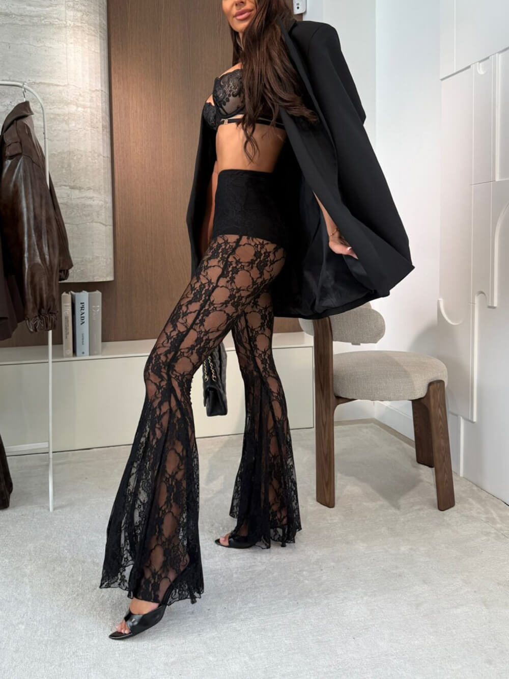 Fashion Lapel Long-Sleeve Belted Pockets Oversized Blazer