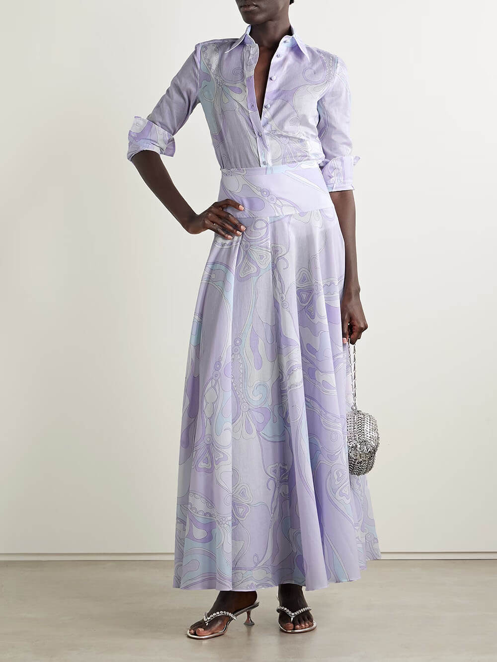 Unique Ethnic Print High-Waist Maxi Skirt