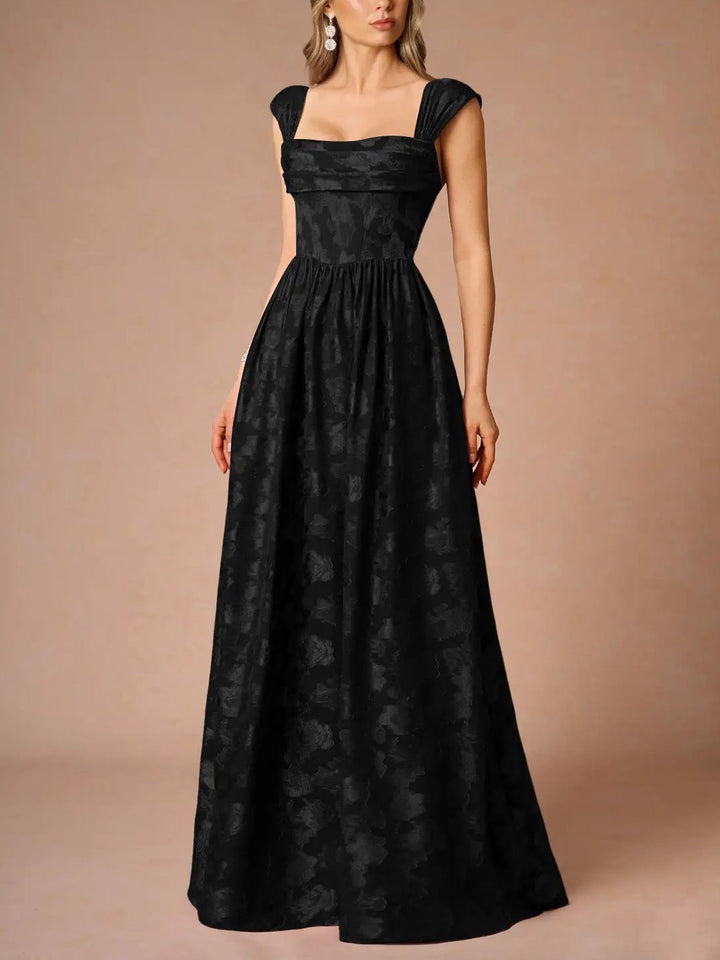 Elegant Drape Neck Floral A-Line Maxi Dress