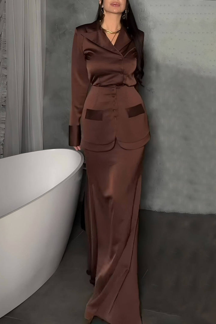 Elegant Satin High-Waist Mermaid Maxi Skirt