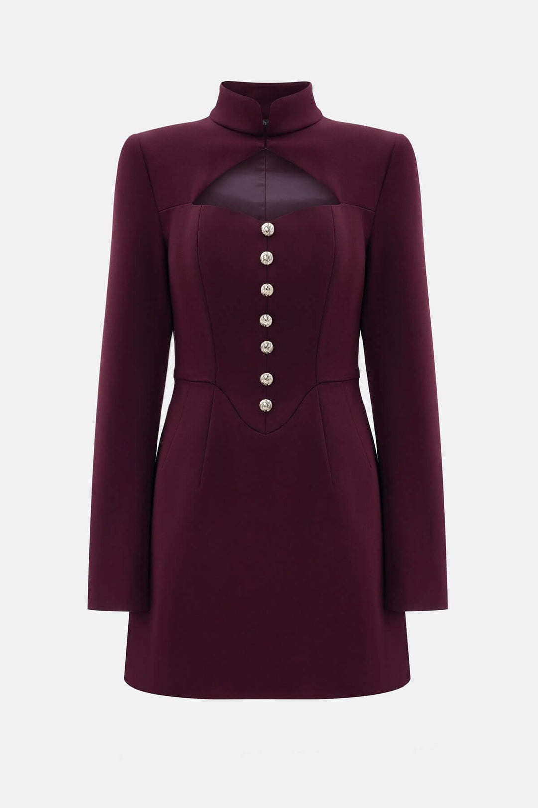 Exquisite Hollowed-out Button-down Slim-fit Mini Dress