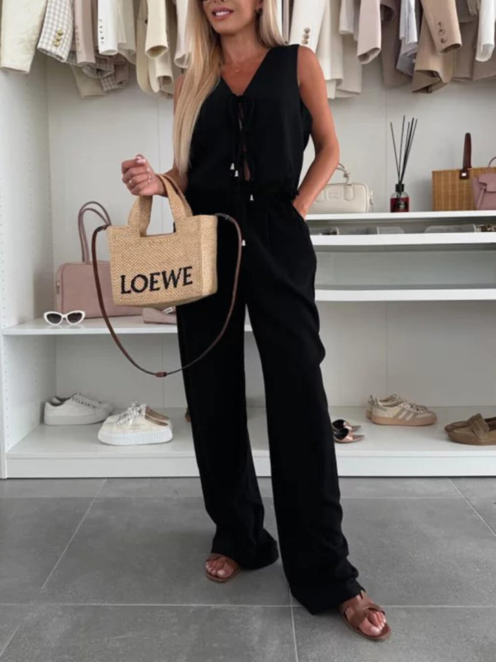Summer Linen Casual High Waist Pocket Pants
