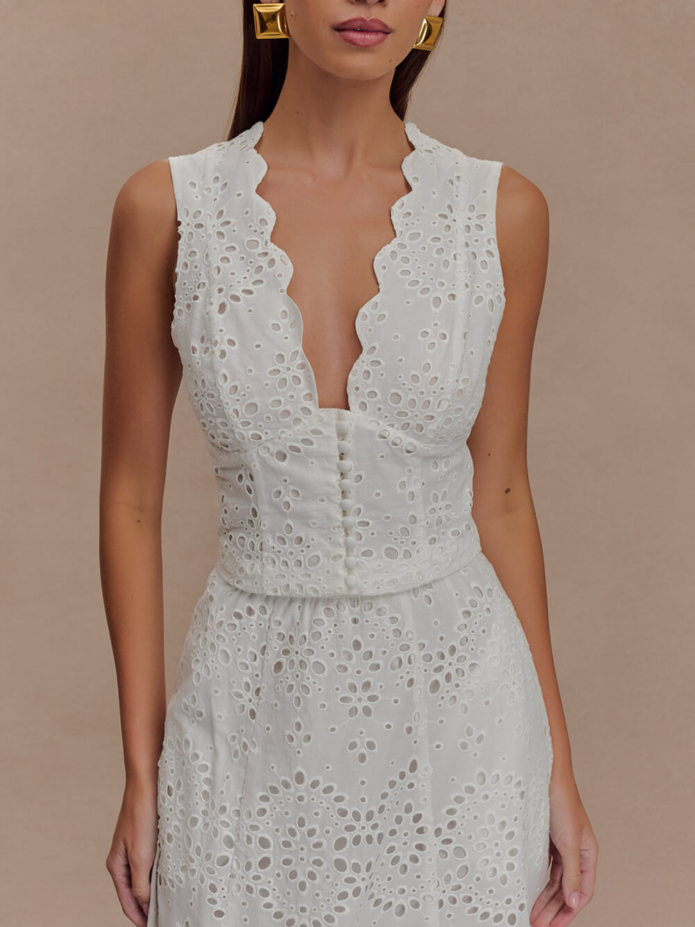Delicate Lace Crochet Sleeveless Tank Top
