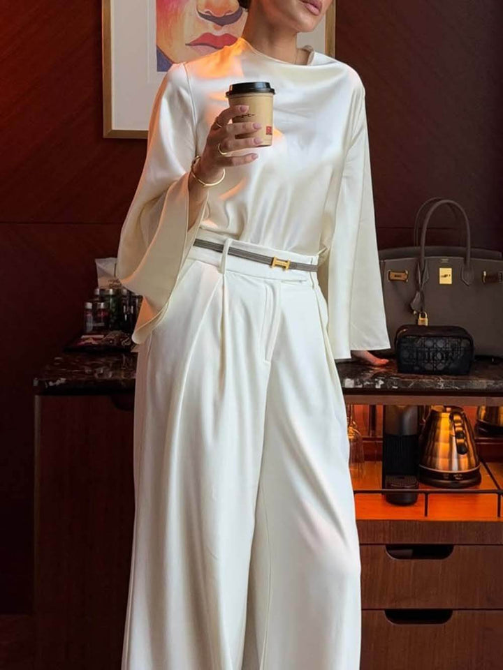 Exquisite Pleated Pocket Wide-Leg Pants