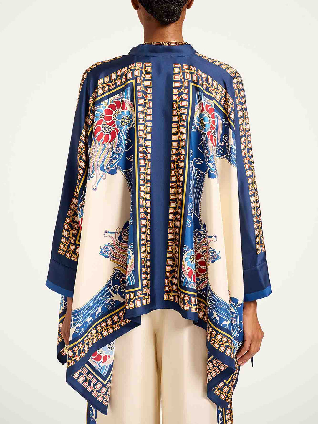 Elegant Bohemian Print Kimono Shirt Two-Piece Set