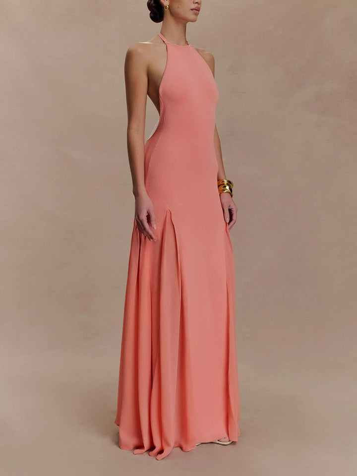 Exquisite Sexy Knit Mesh Splice Spaghetti Strap Maxi Dress