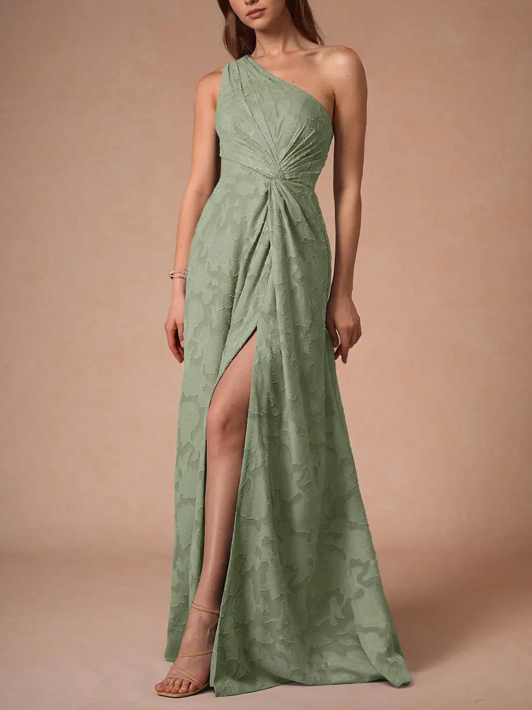 Elegant One-shoulder Slit Maxi Dress