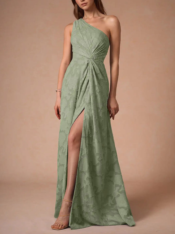 Elegant One-shoulder Slit Maxi Dress