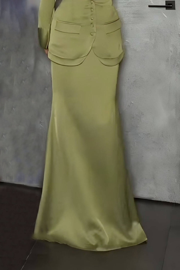 Elegant Satin High-Waist Mermaid Maxi Skirt