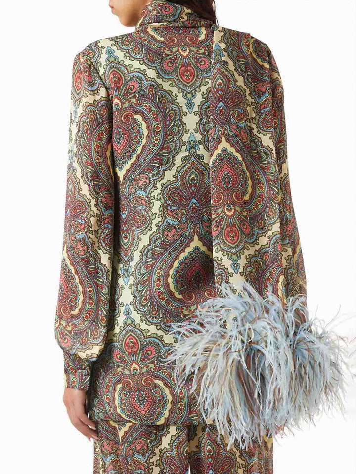 Retro Paisley Print Shirt And Pants Two-Piece Set