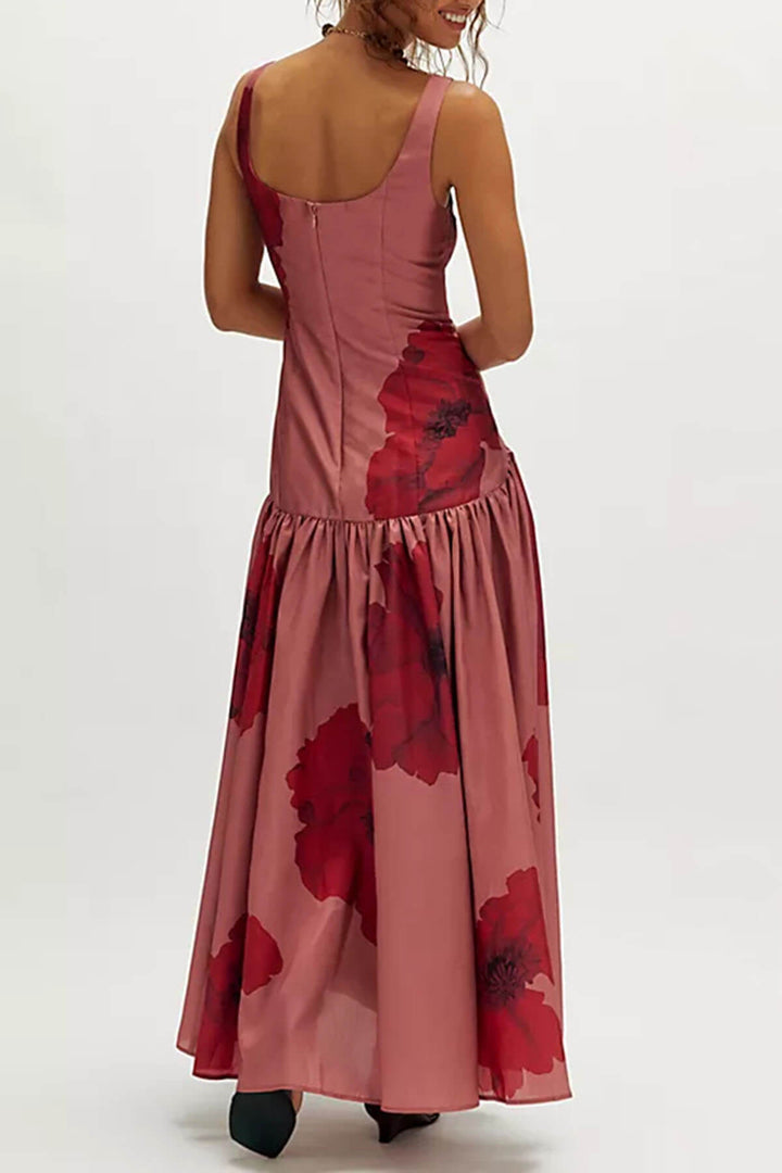 Modern Floral Print Casual Maxi Dress