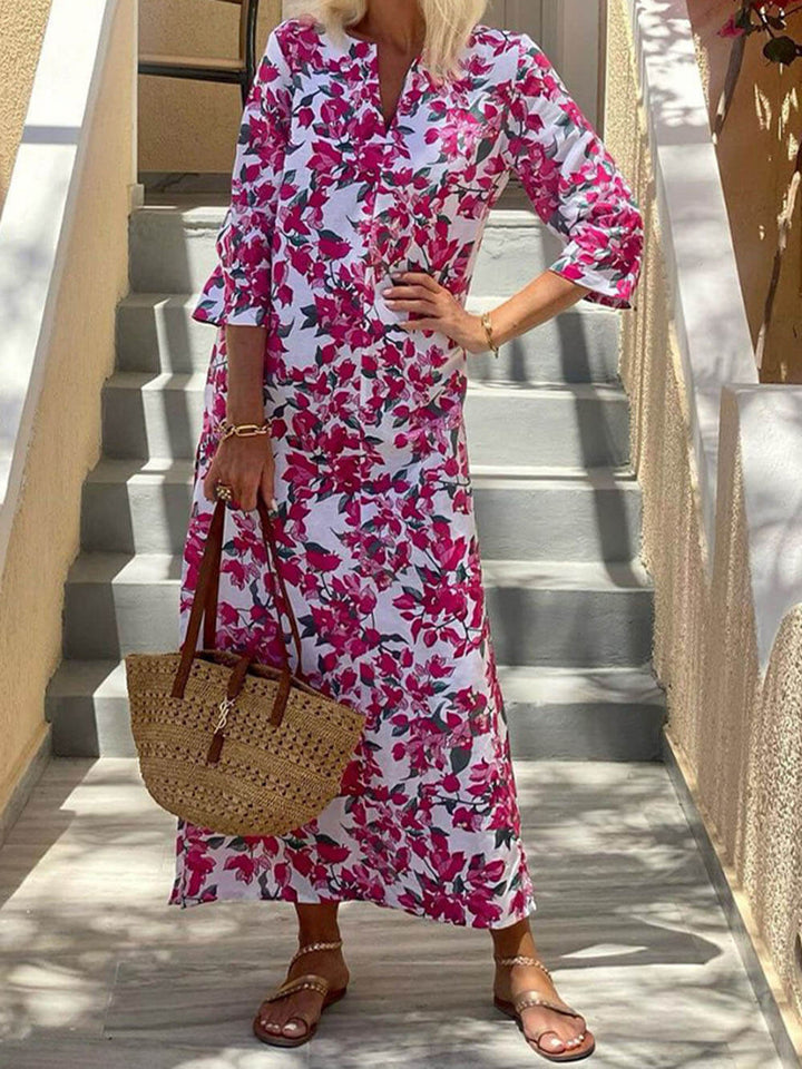 Fashion V-Neck Bohemian Print Maxi Dress