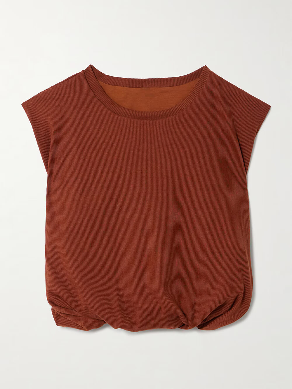 Fashion Casual Ruched Knit Crop T-Shirt