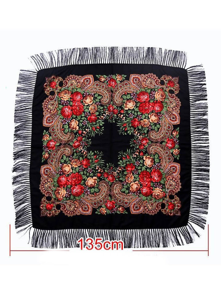 Retro Print Large Square Scarf