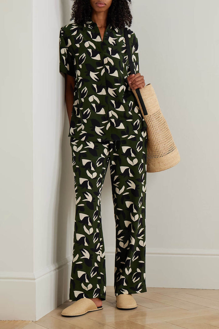 Unique Floral Print Satin Shirt