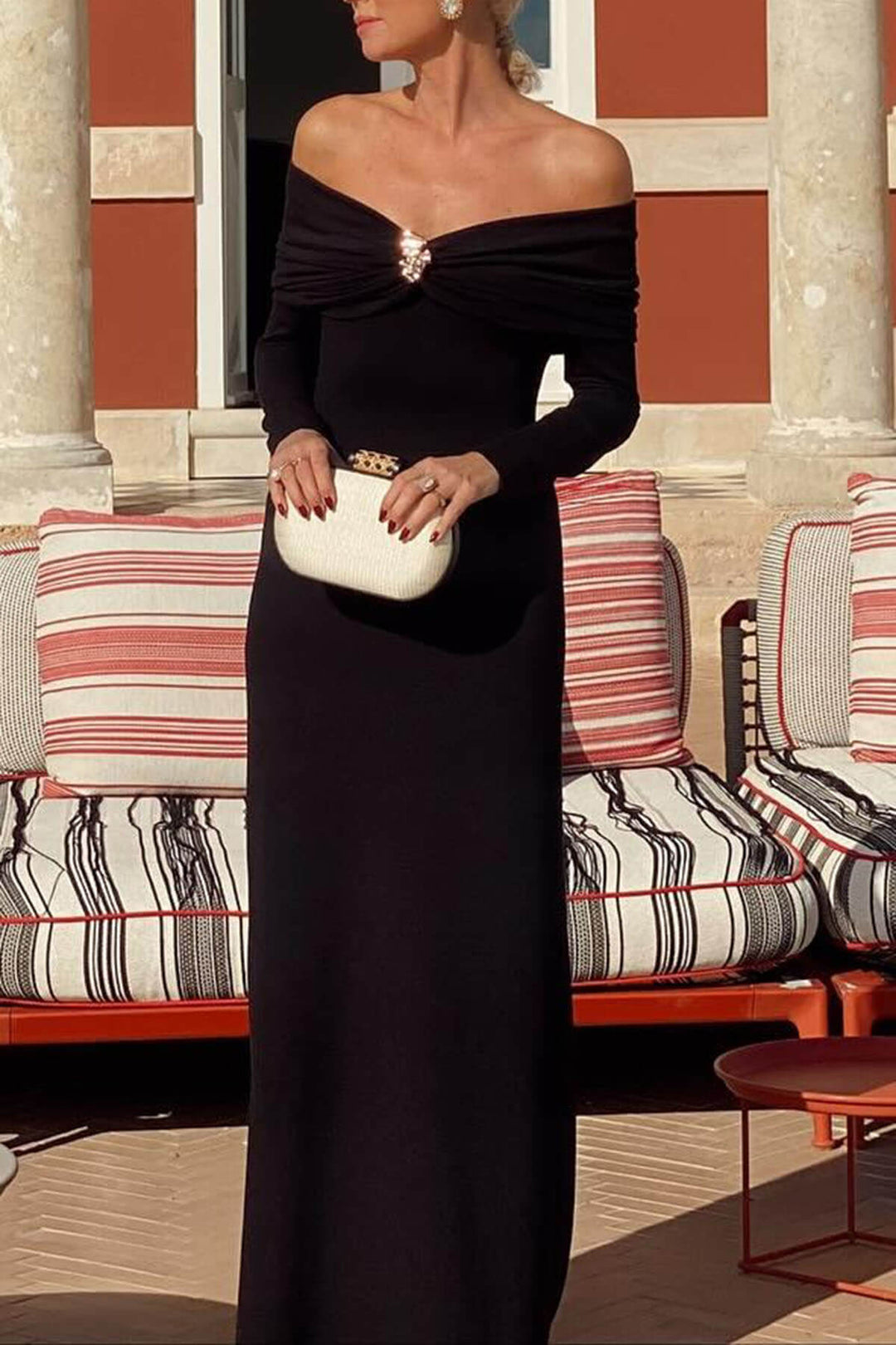 Elegant Strapless Ruched Bodycon Maxi Dress