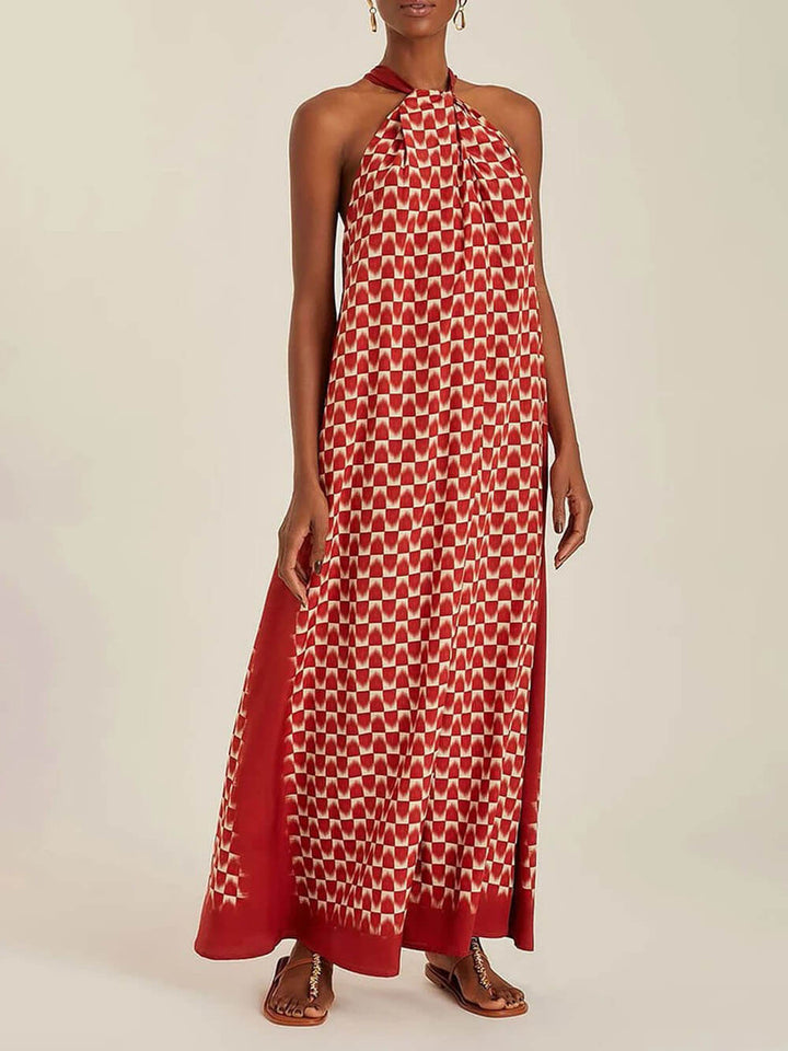 Elegant And Unique Pattern Off Shoulder Printed Maxi Dress