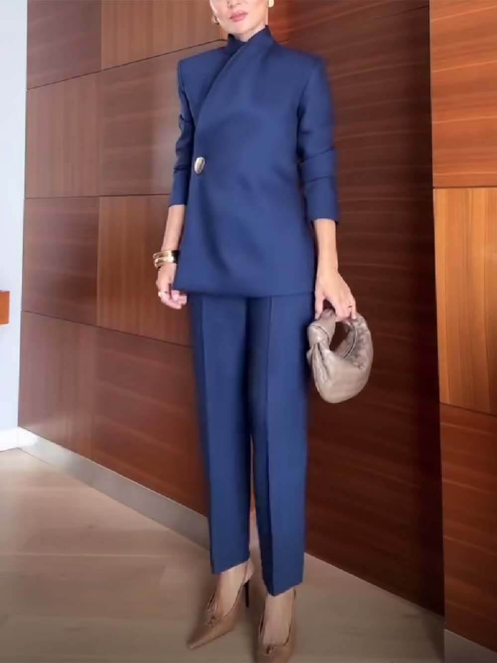 Fashionable High Waist Pocketed Straight Leg Pencil Pants