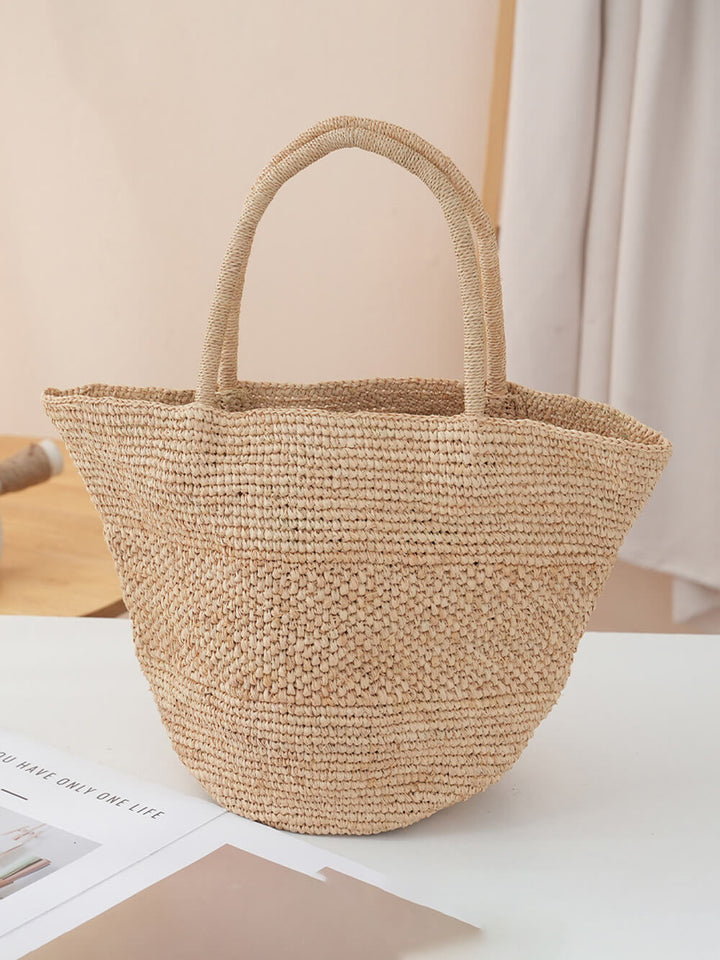 French Holiday Style Raffia Hand-Crocheted Straw Bags