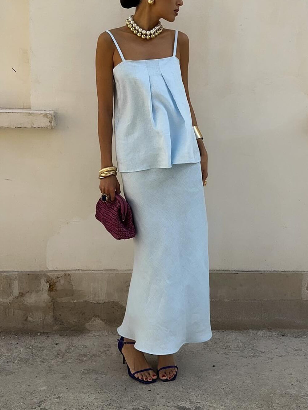 Casual Exquisite Solid Color A-Line Skirt