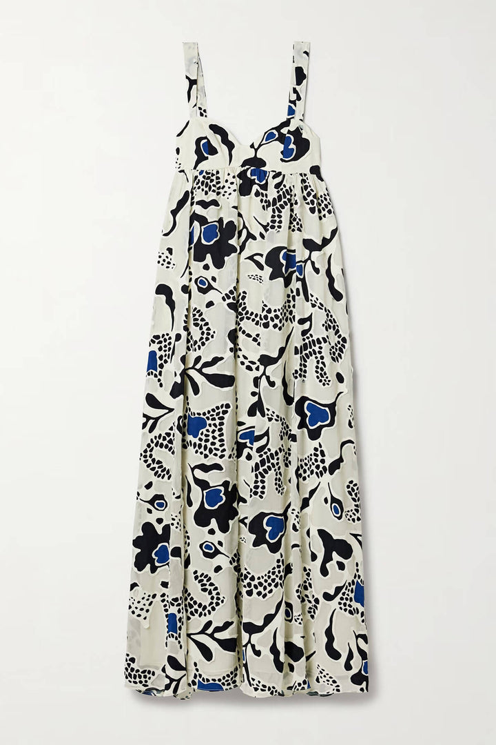 Casual Backless Printed Pocket Loose Vacation Maxi Dress