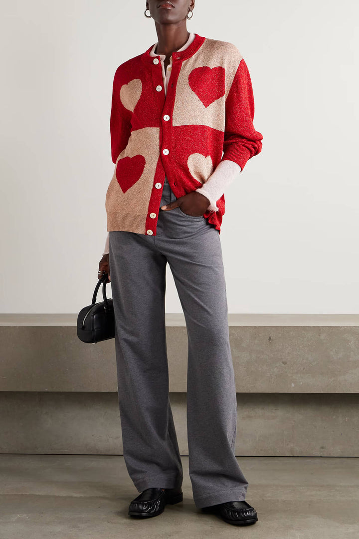 Fashion Heart Pattern Knit Cardigan