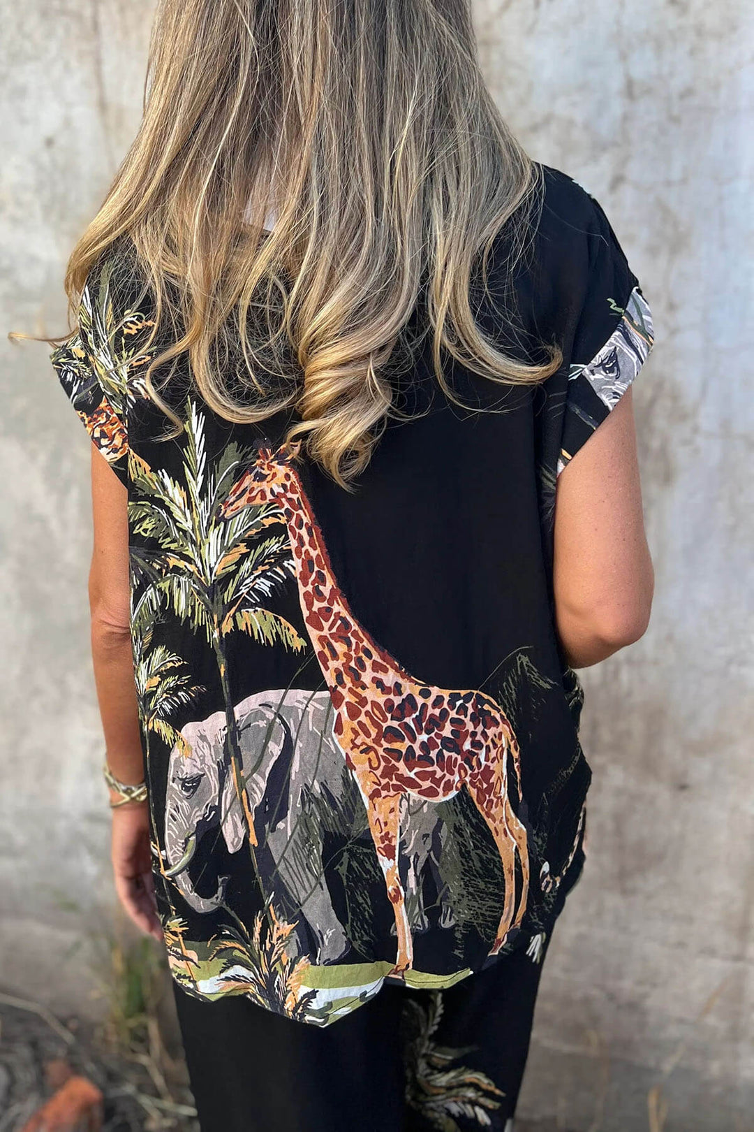 Unique Jungle Print Elastic Waist Pocket Wide-Leg Pants