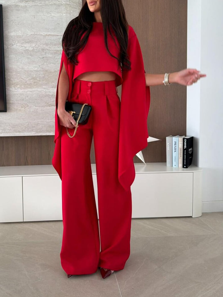 Exquisite Pleated High-Waist Pockets Straight-Leg Pants