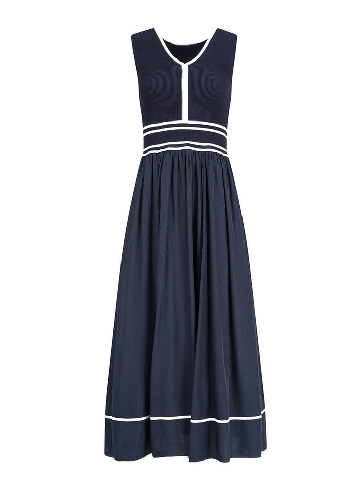 Casual Colorblock Ruched Pocket Maxi Dress