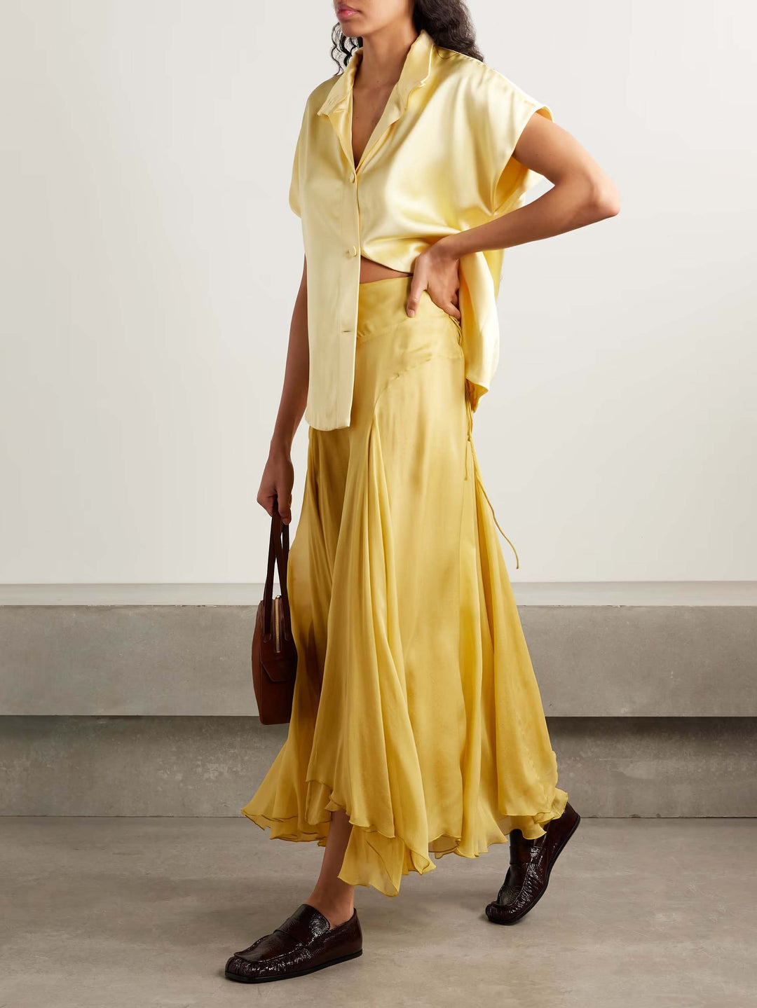Exquisite Asymmetrical Pleated Chiffon Maxi Skirt