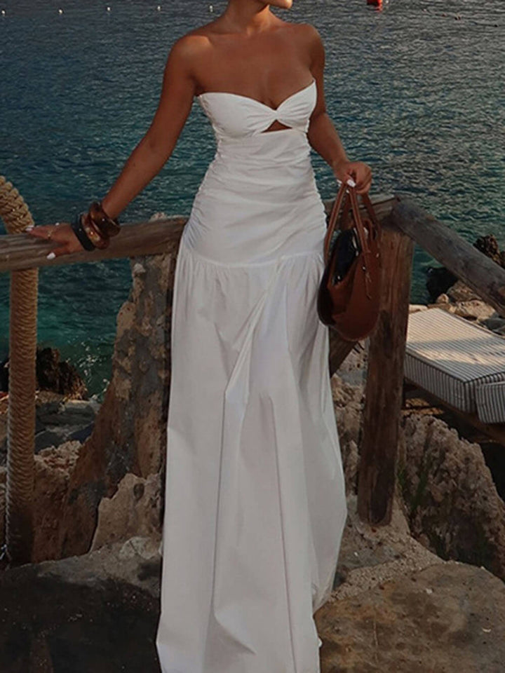 Sexy Beach Style Tube Top Hollow Maxi Dress