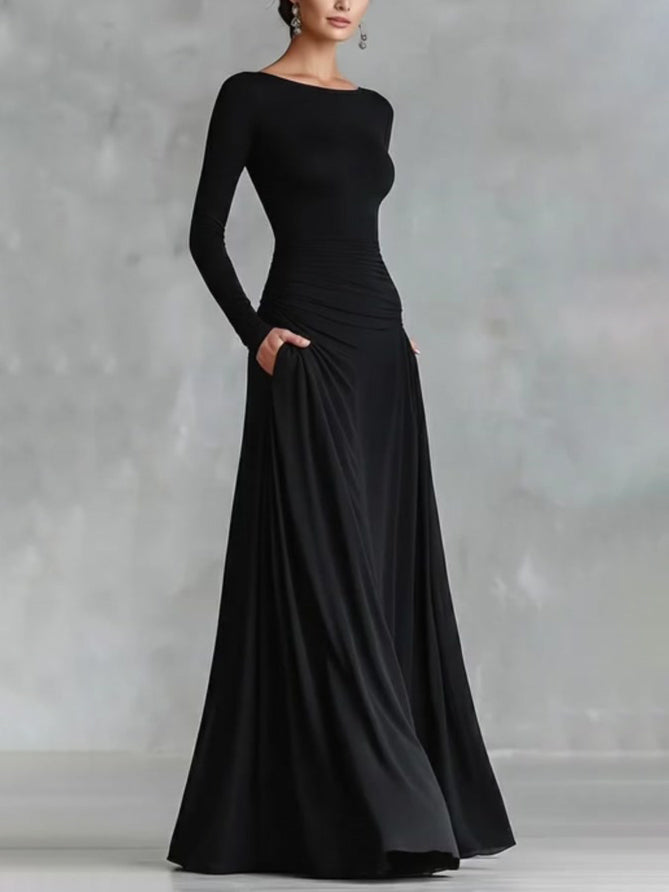 Elegant Long-Sleeve Fitted Maxi Dress
