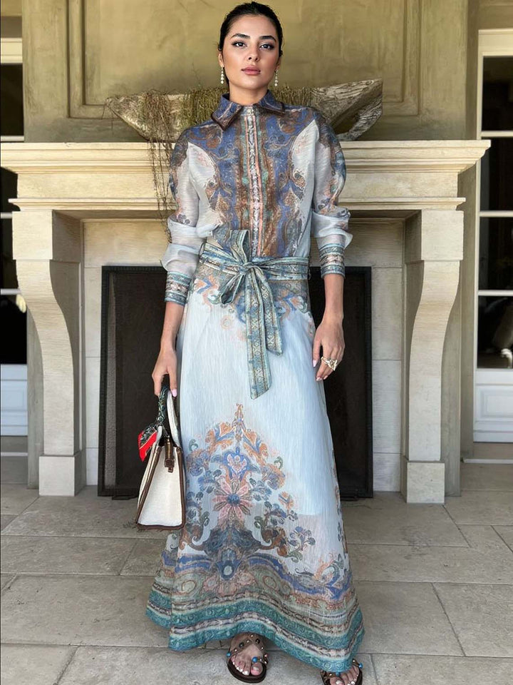 Retro Inspired Paisley Pattern Button-Up Blouse