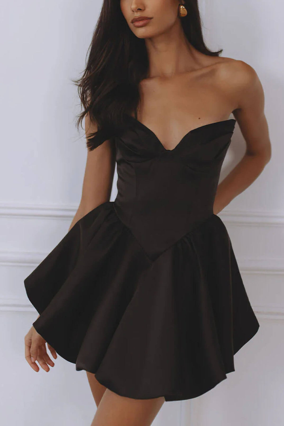 Exquisite Off-Shoulder Puff-Trim Mini Dress