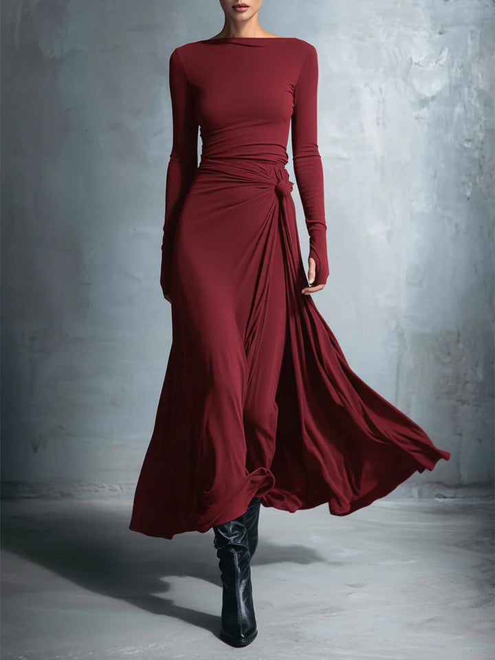 Exquisite Knotted Wrap Knit Maxi Dress