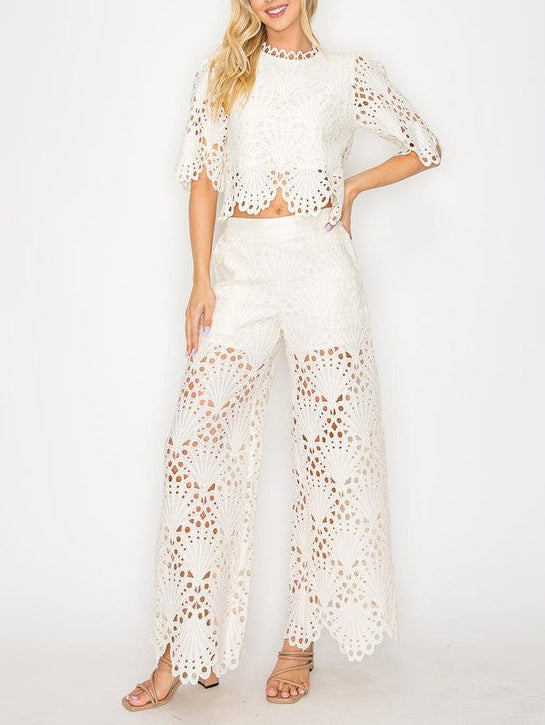 Elegant Lace Cutout Shirt