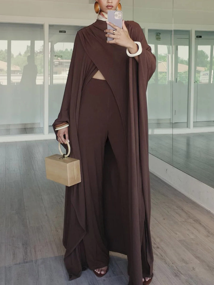 Exquisite Layered Knitted Shawl Two-piece Set