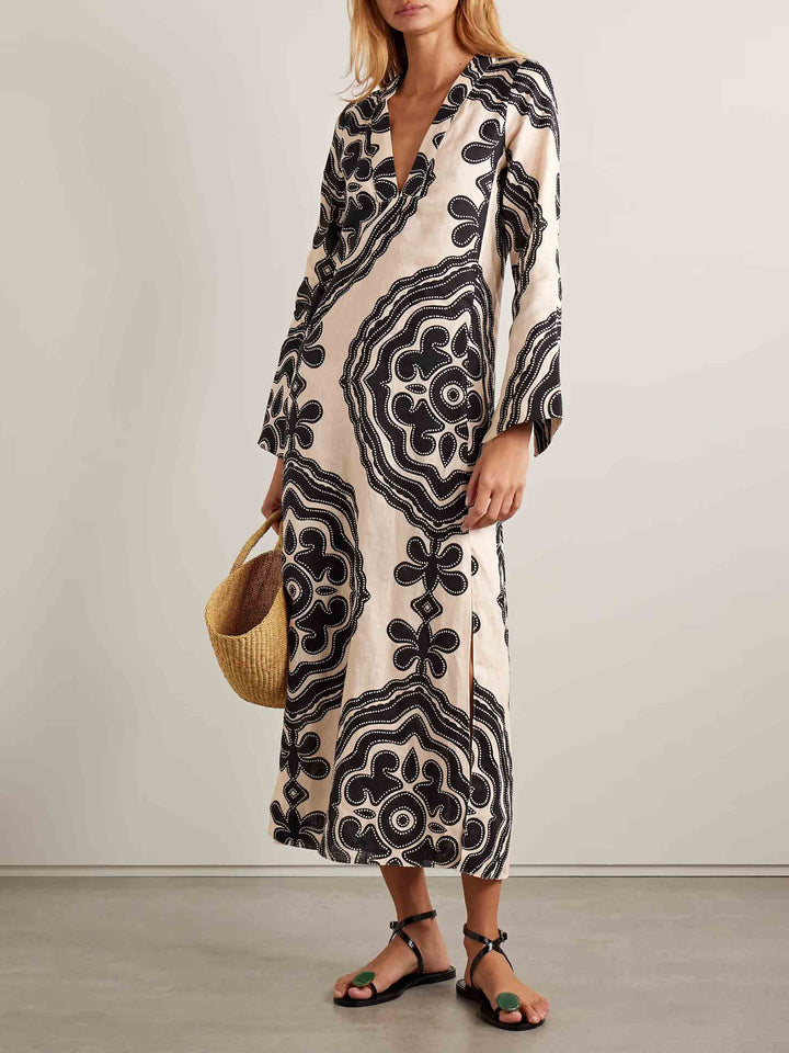 Casual Floral Print Midi Dress