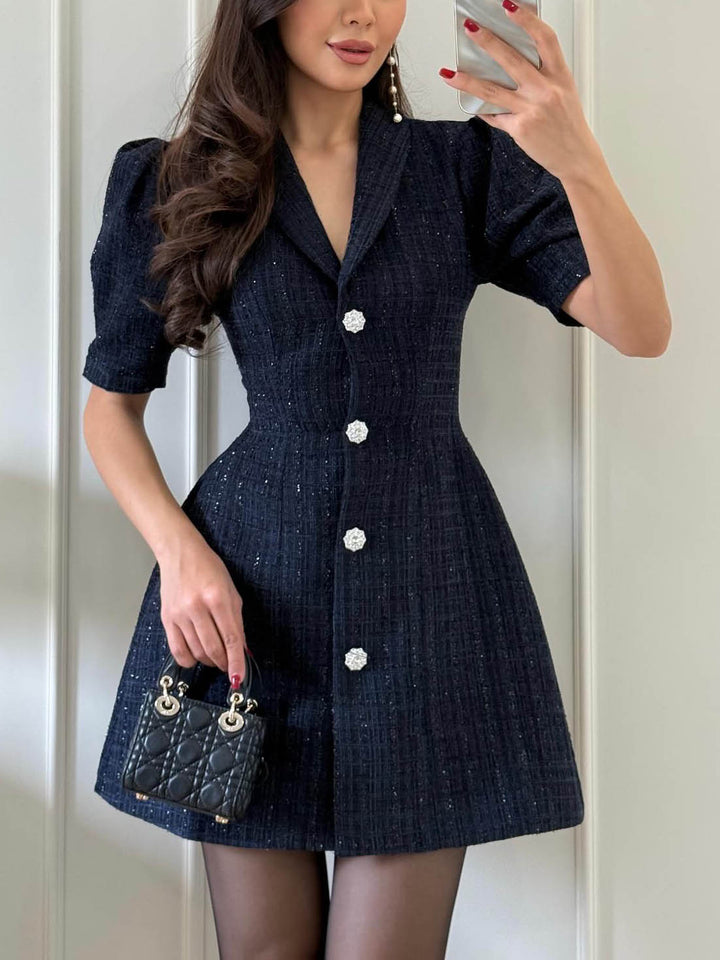 Elegant Tweed Coat-style Mini Dress