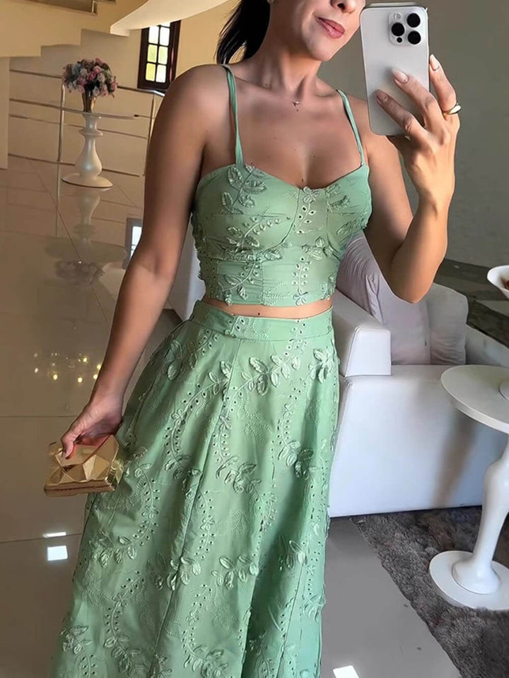 Casual Holiday Lace Patchwork High Waist A-Line Maxi Skirt